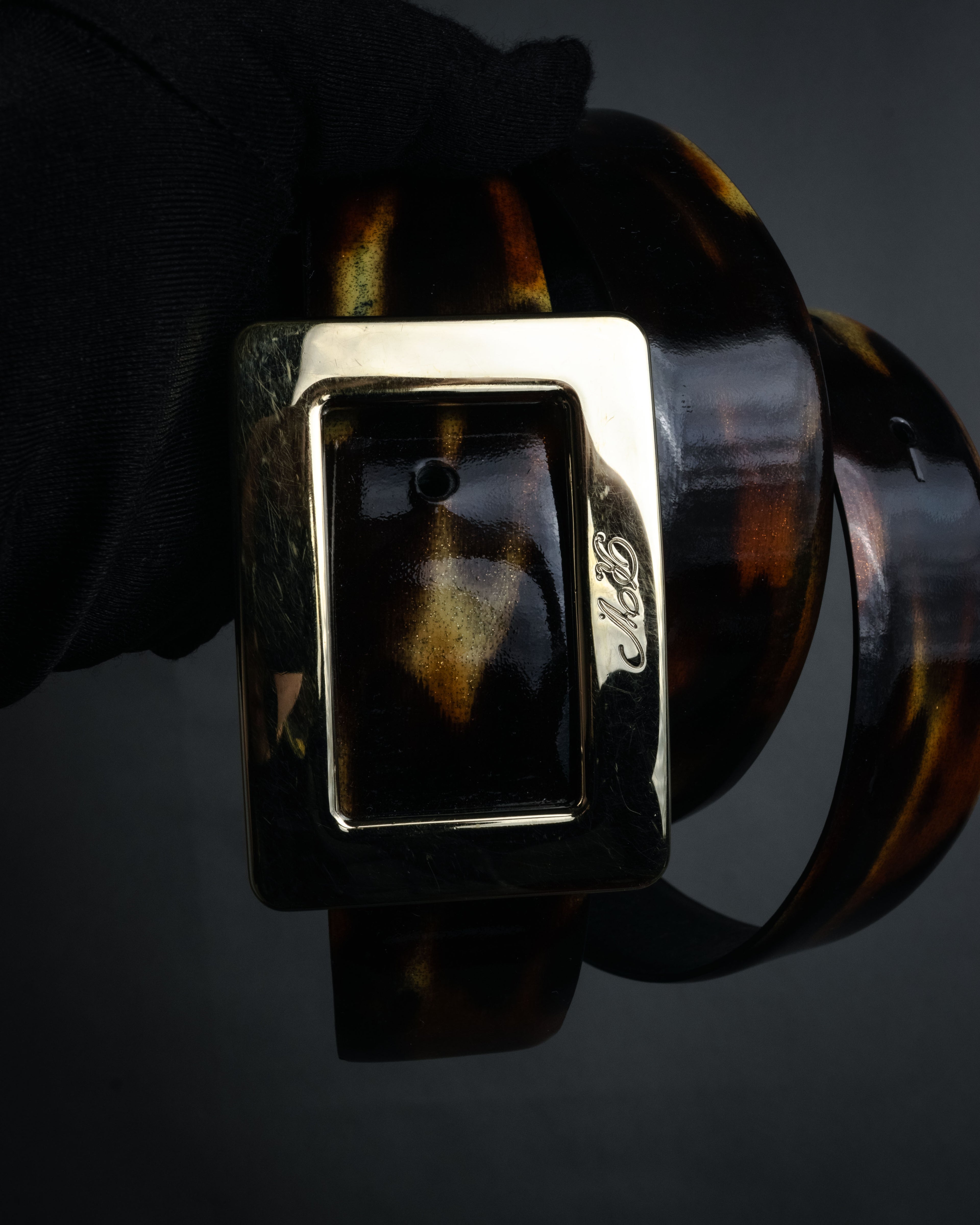 “Roger Vivier” 2010’s Patent tortoiseshell buckle belt