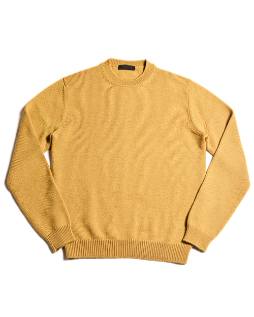 PRADA/ Classic Chunky Knit Crew Neck Sweater Mustard Yellow