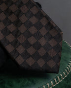 "LOUIS VUITTON" Damier check silk jacquard neck tie