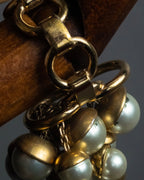 "Christian Dior" Pearl charm top chain link arm ring