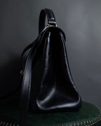 "YVES SAINT LAURENT" Cassandra logo engraved turnlock 2-way leather bag