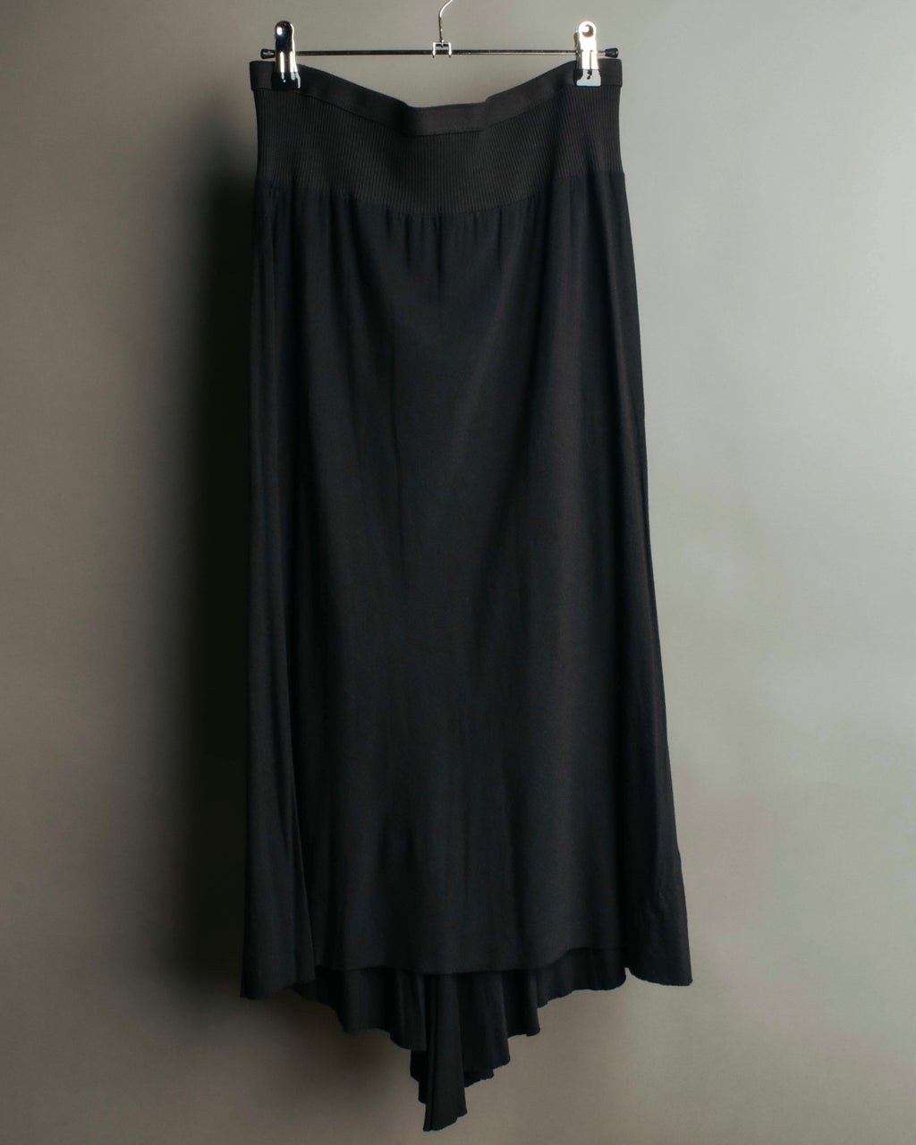 "Rick Owens Lilies" 10's-12's Vintage asymmetrical drape jersey midi skirt