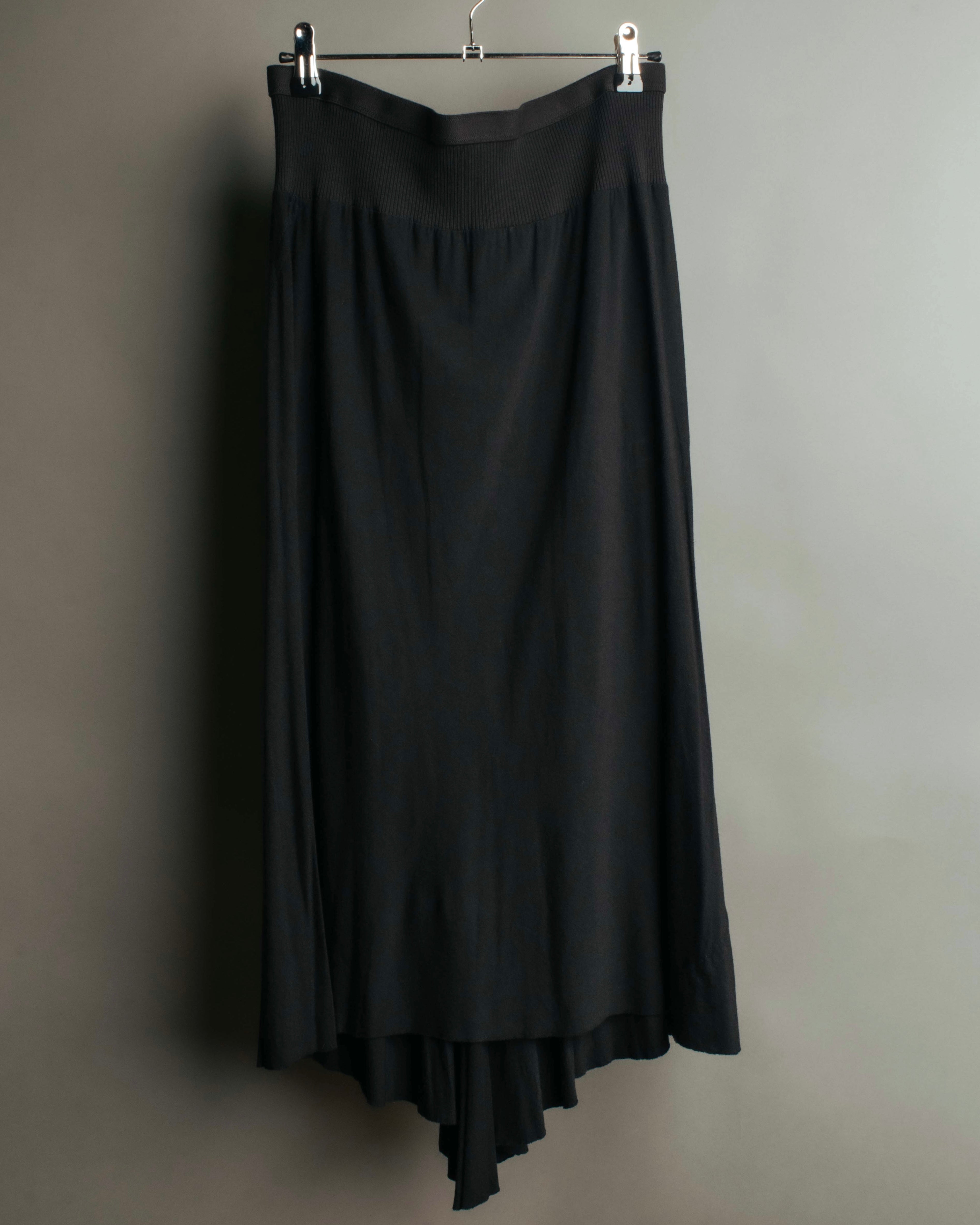 "Rick Owens Lilies" 10's-12's Vintage asymmetrical drape jersey midi skirt