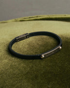 "Saint Laurent" 10's ID metal plate leather bracelet