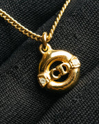 "Christian Dior" 80's-00's Gold tone cd pendant necklace