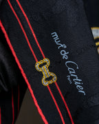 "Cartier" Gemstone brooch motif silk square scarf