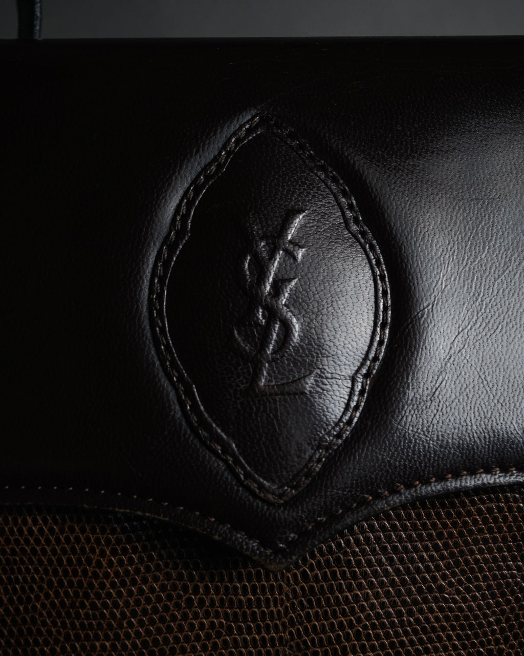 “Yves Saint Laurent” 80’s-90’s Cassandre embossed shoulder bag