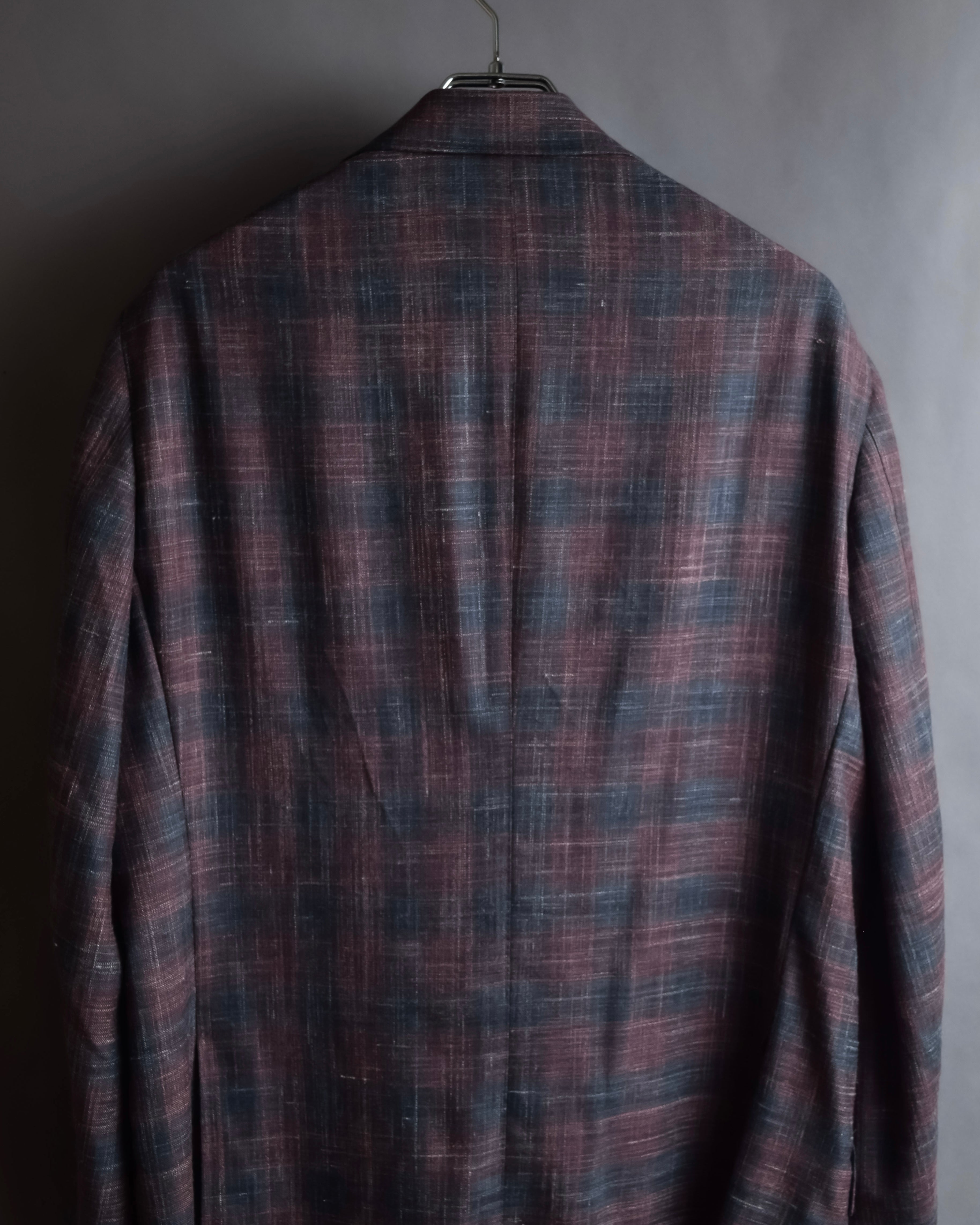 "Tex Teq" Gradient check pattern tailored jacket