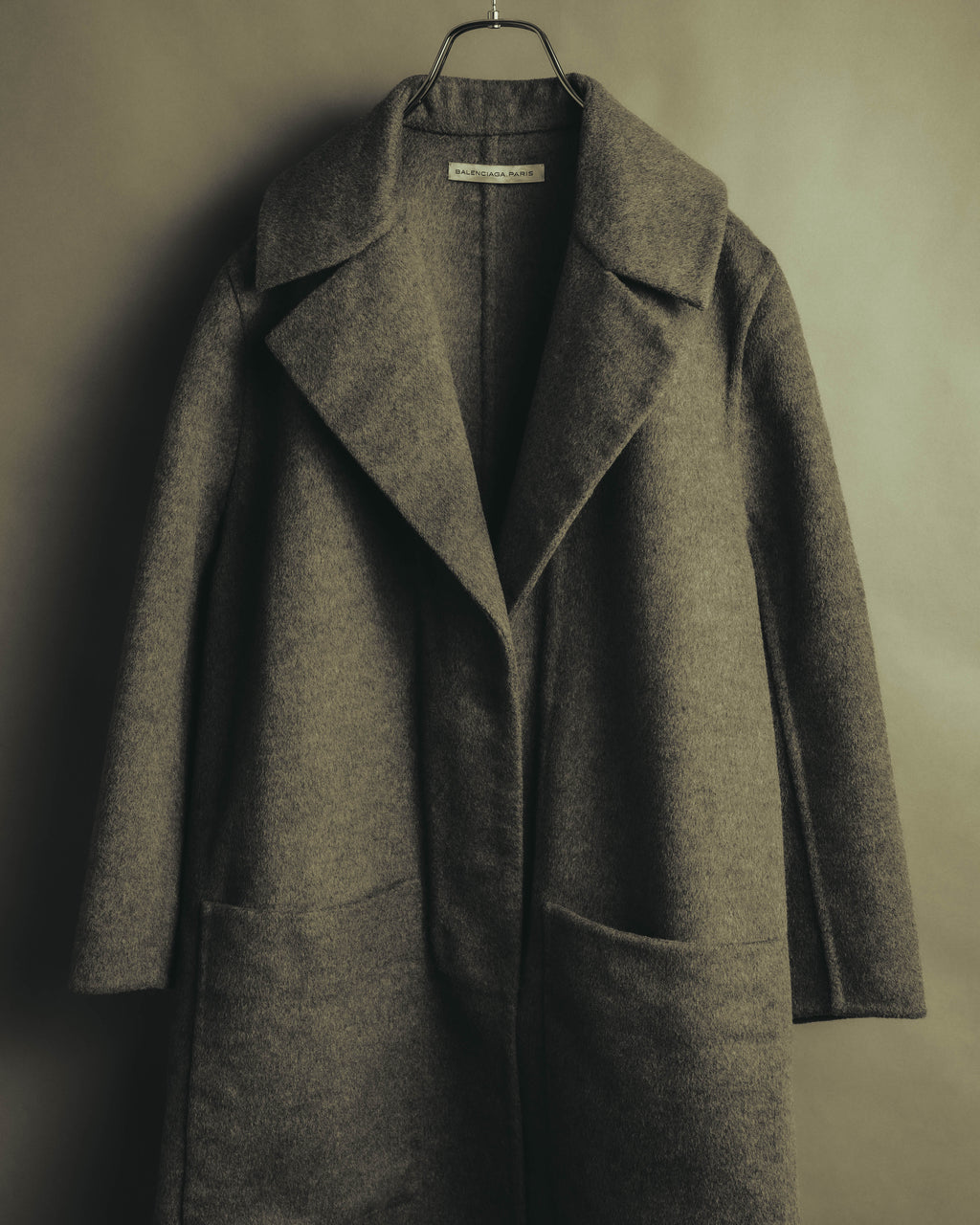 “BALENCIAGA” 00’s-10’s Wool angora wide-lapel coat