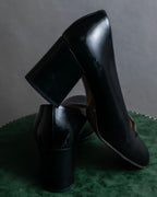 "GUCCI" Metal plate design leather heel pumps
