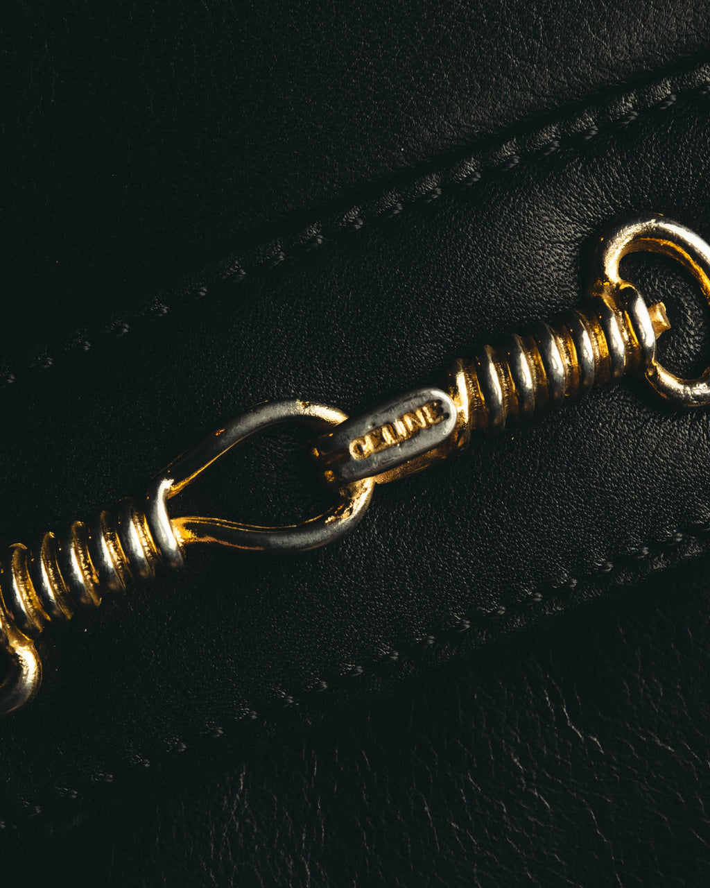 "CELINE" 70's-80's Classic horsebit leather shoulder handbag
