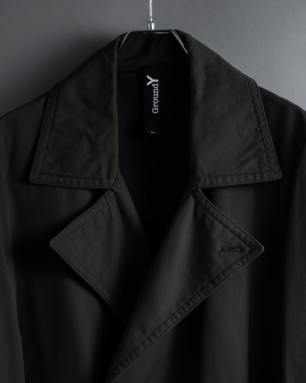 "Ground Y" 19AW Draping design cotton gabardine trench coat