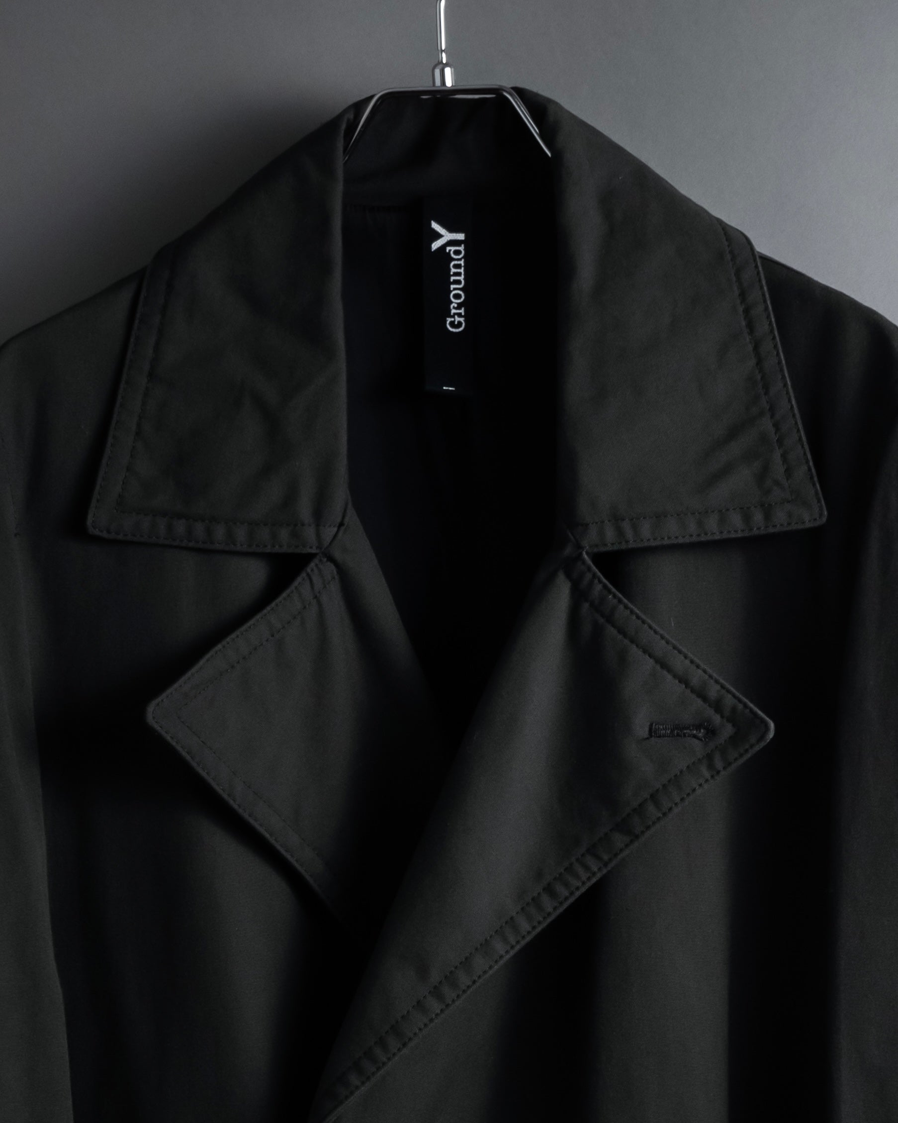 "Ground Y" 19AW Draping design cotton gabardine trench coat