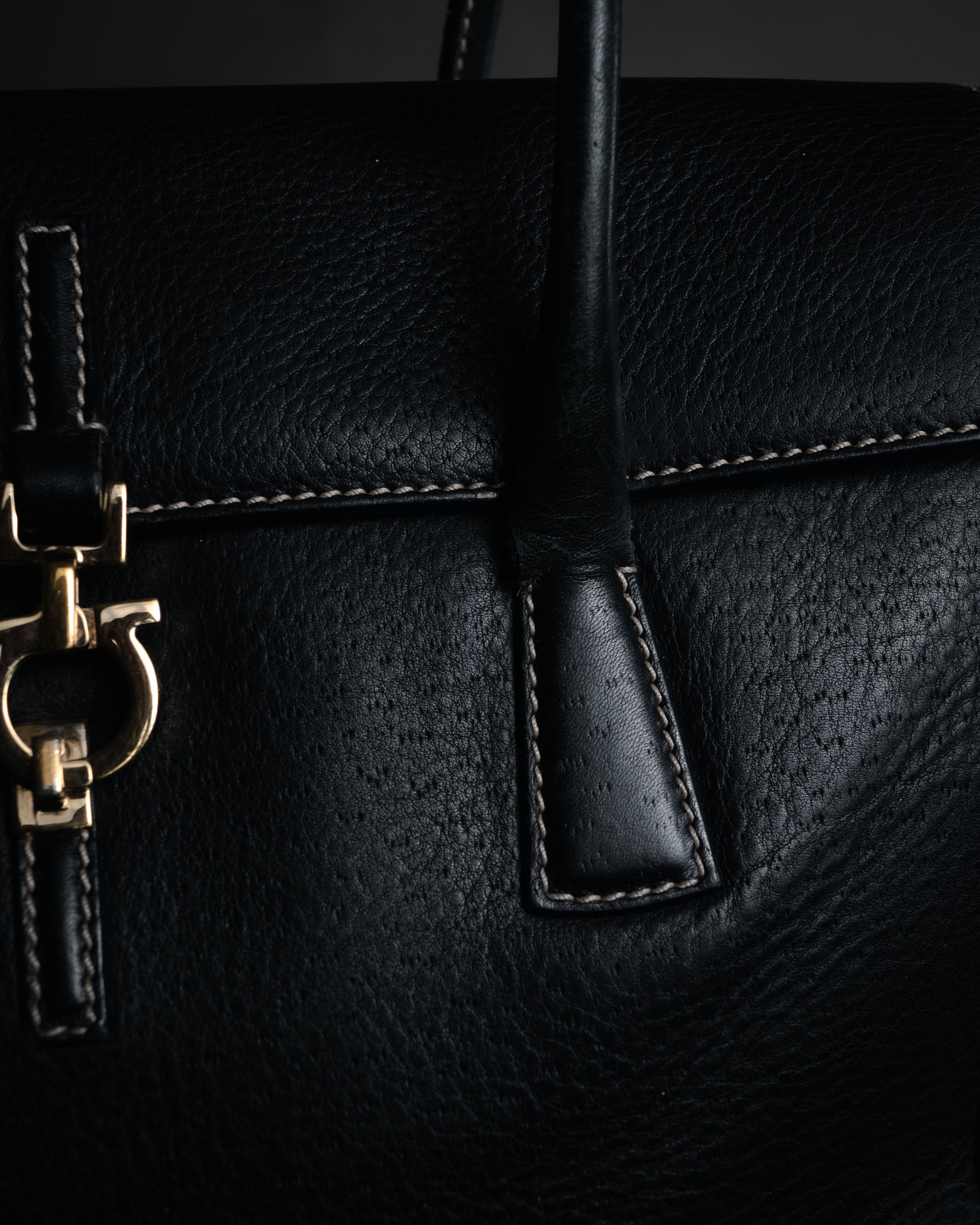 “Salvatore Ferragamo” 90's–00's Gancini leather handbag