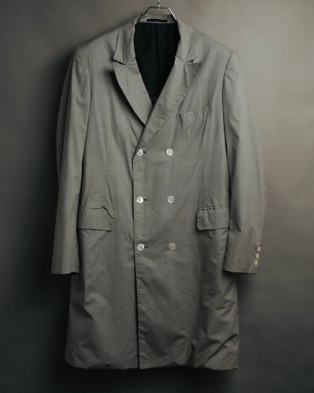 -SPECIAL- "Y's for men" 80's Double breasted houndstooth long jacket