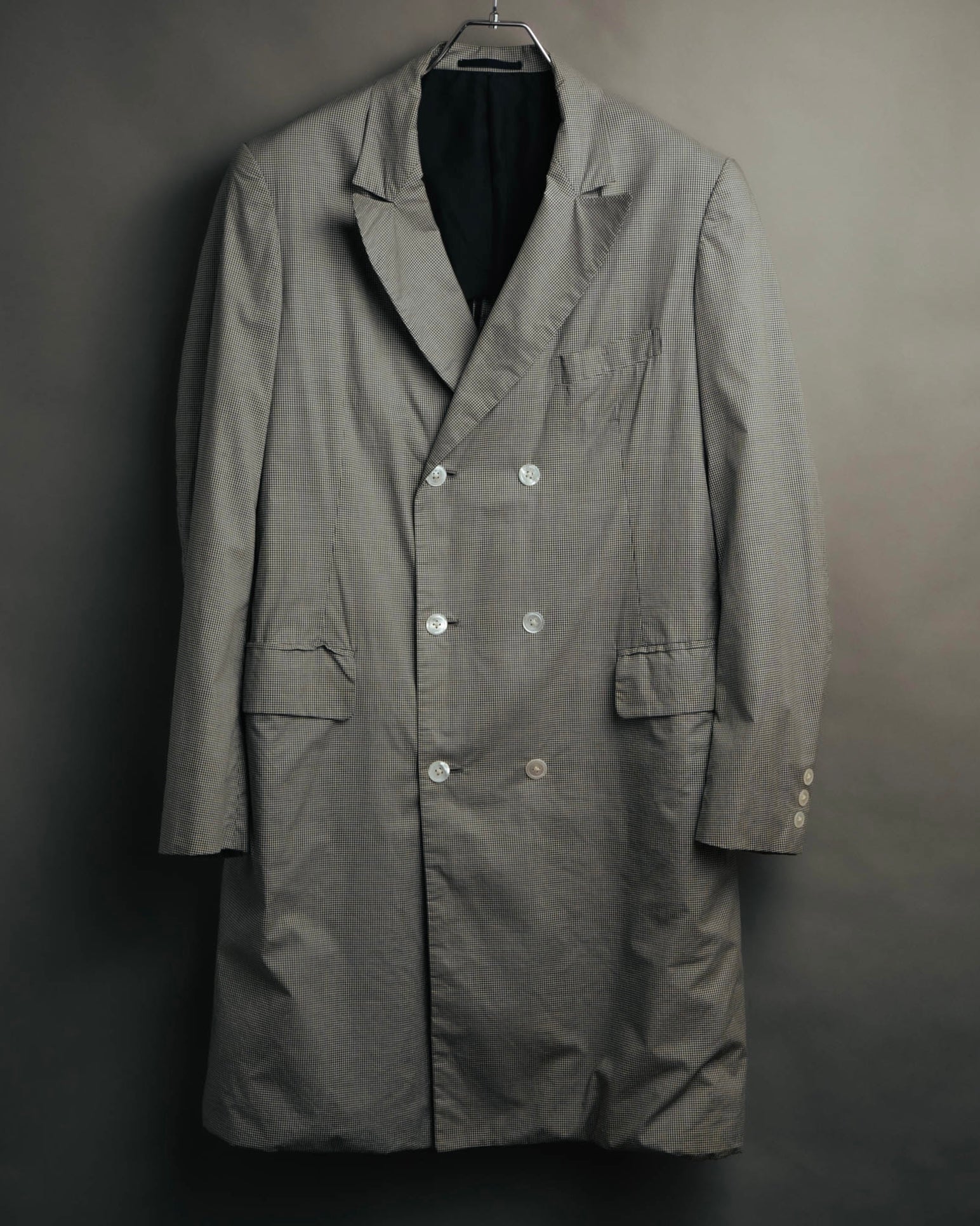 -SPECIAL- "Y's for men" 80's Double breasted houndstooth long jacket