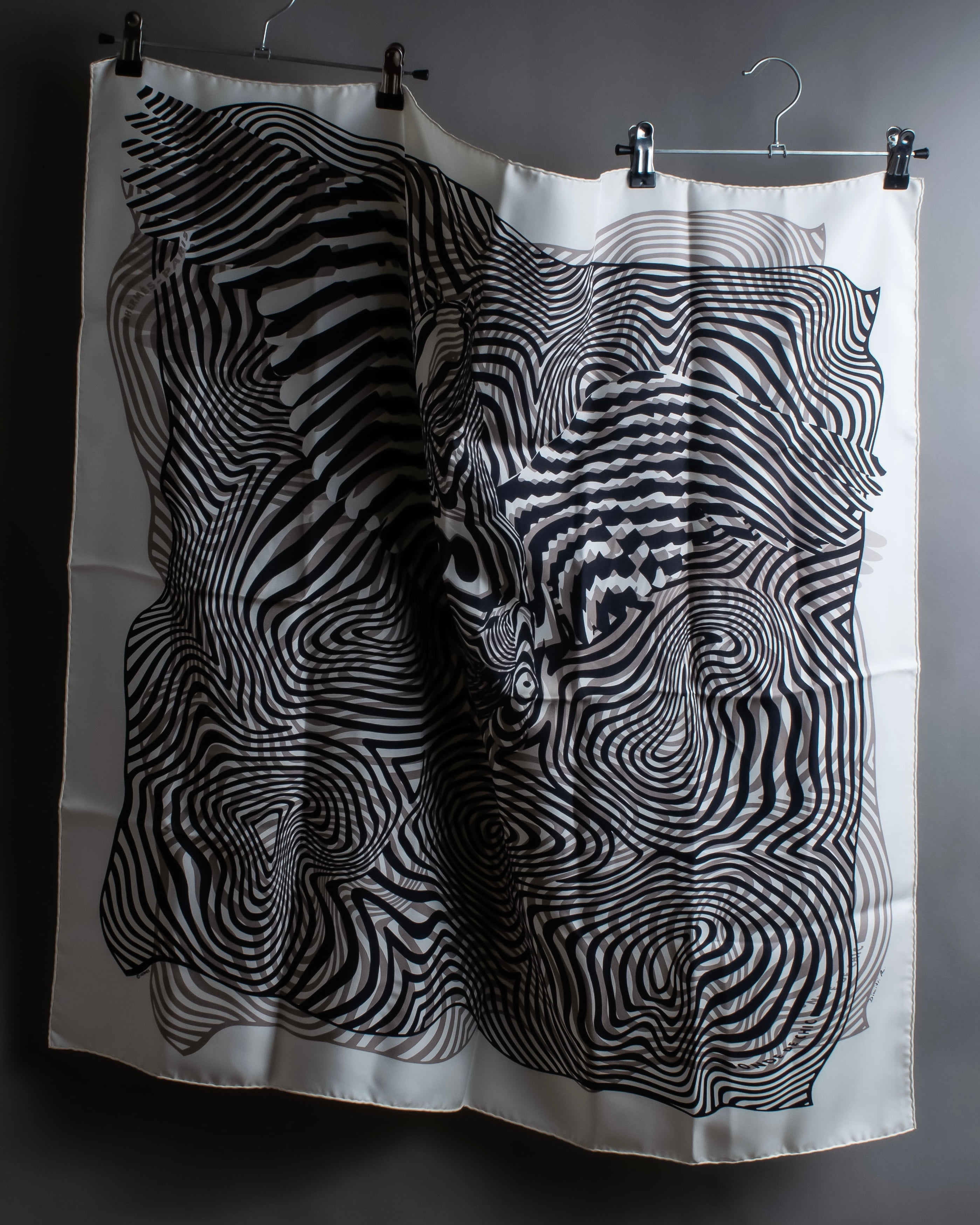 "HERMES" Zebra abstract print Carre 90 silk scarf