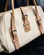 “LOEWE” Leather belted design bicolor handbag