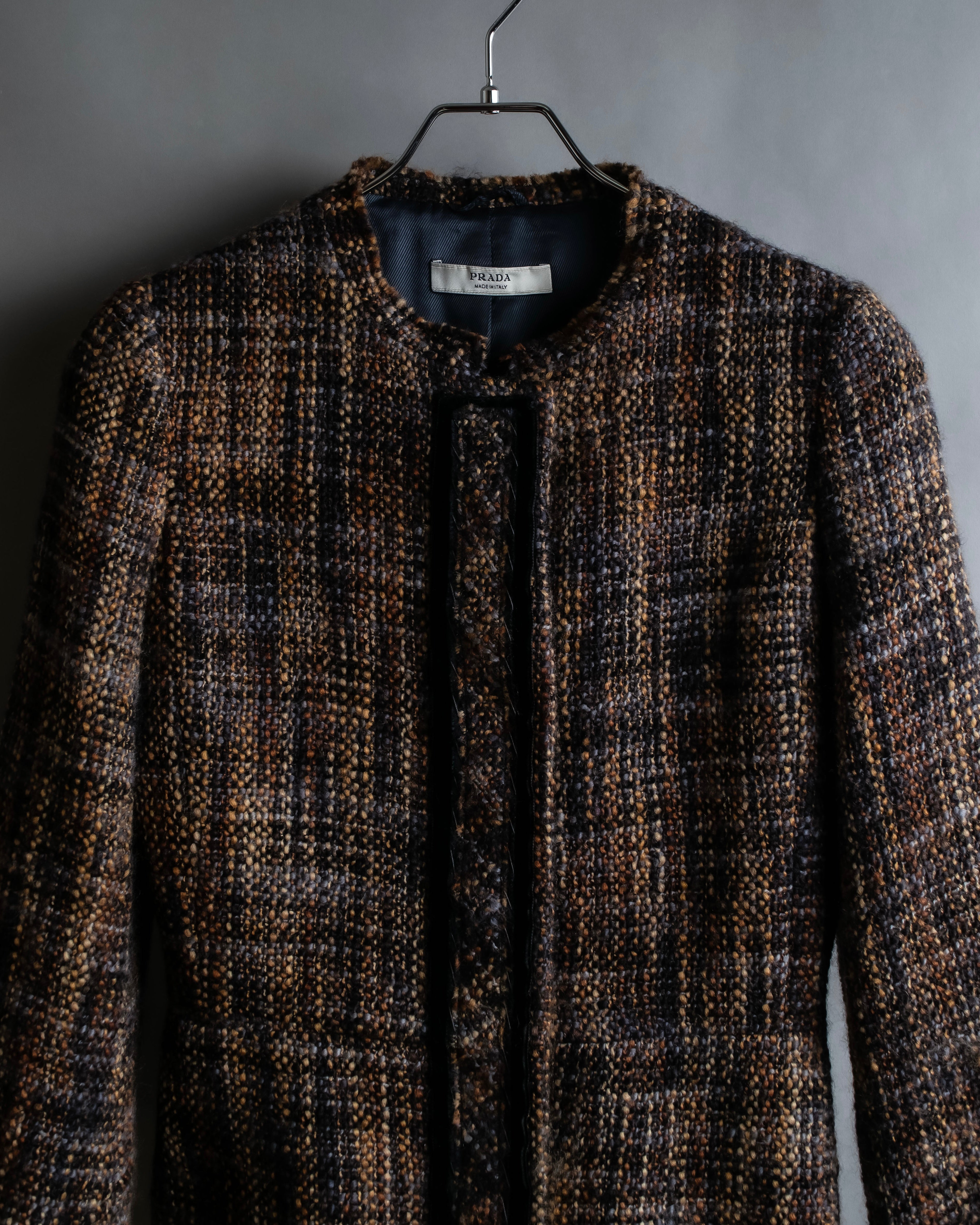 "PRADA" Multicolor mixed tweed short jacket