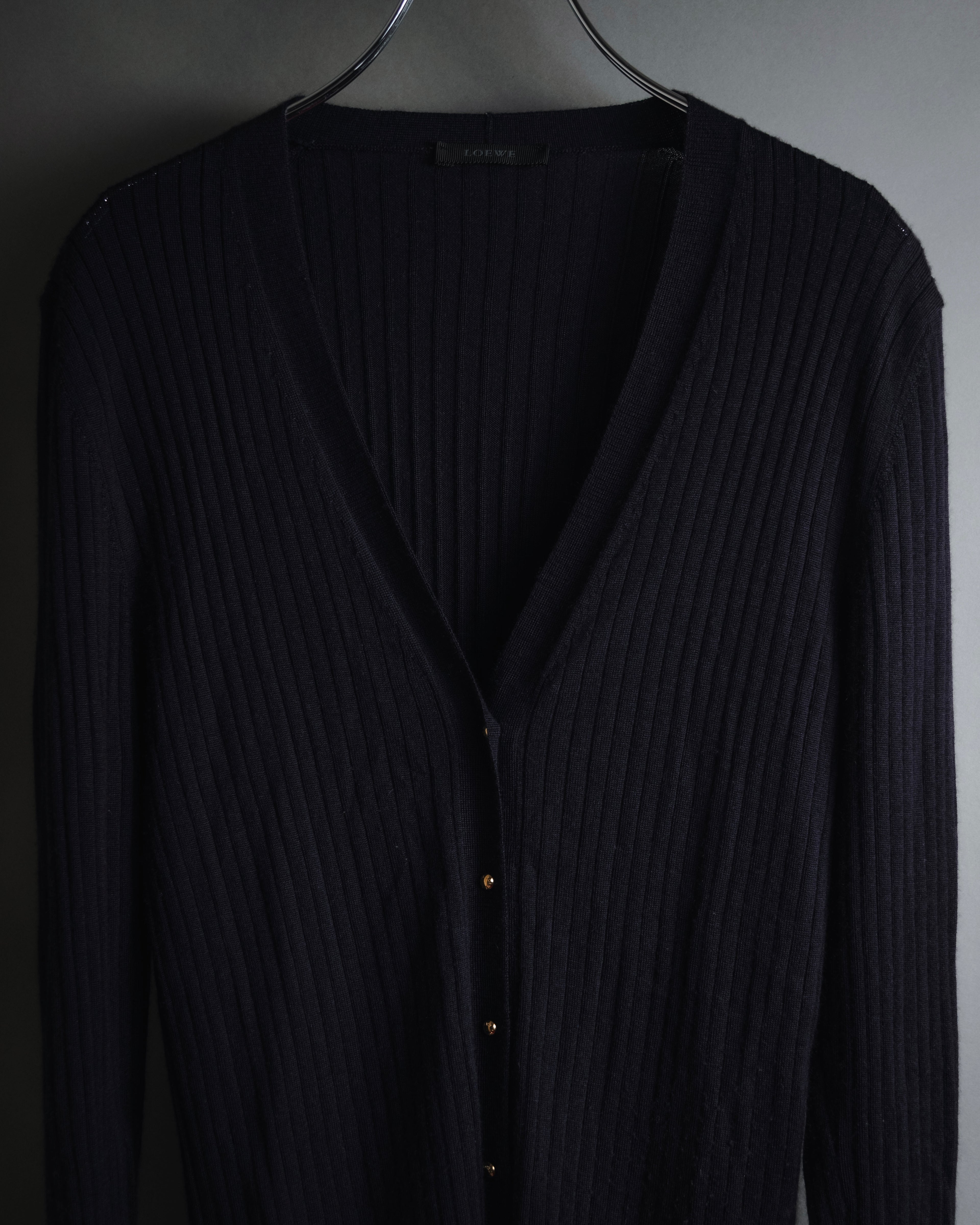 "LOEWE" Fine-Ribbed Button-Front Knit Cardigan