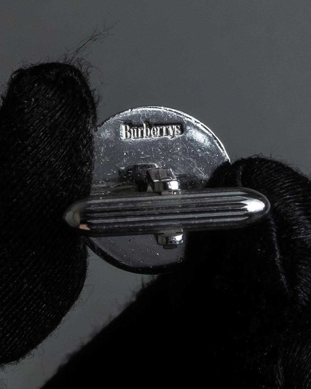 "BURBERRYS" Equestrian Knight engraved silver cufflinks