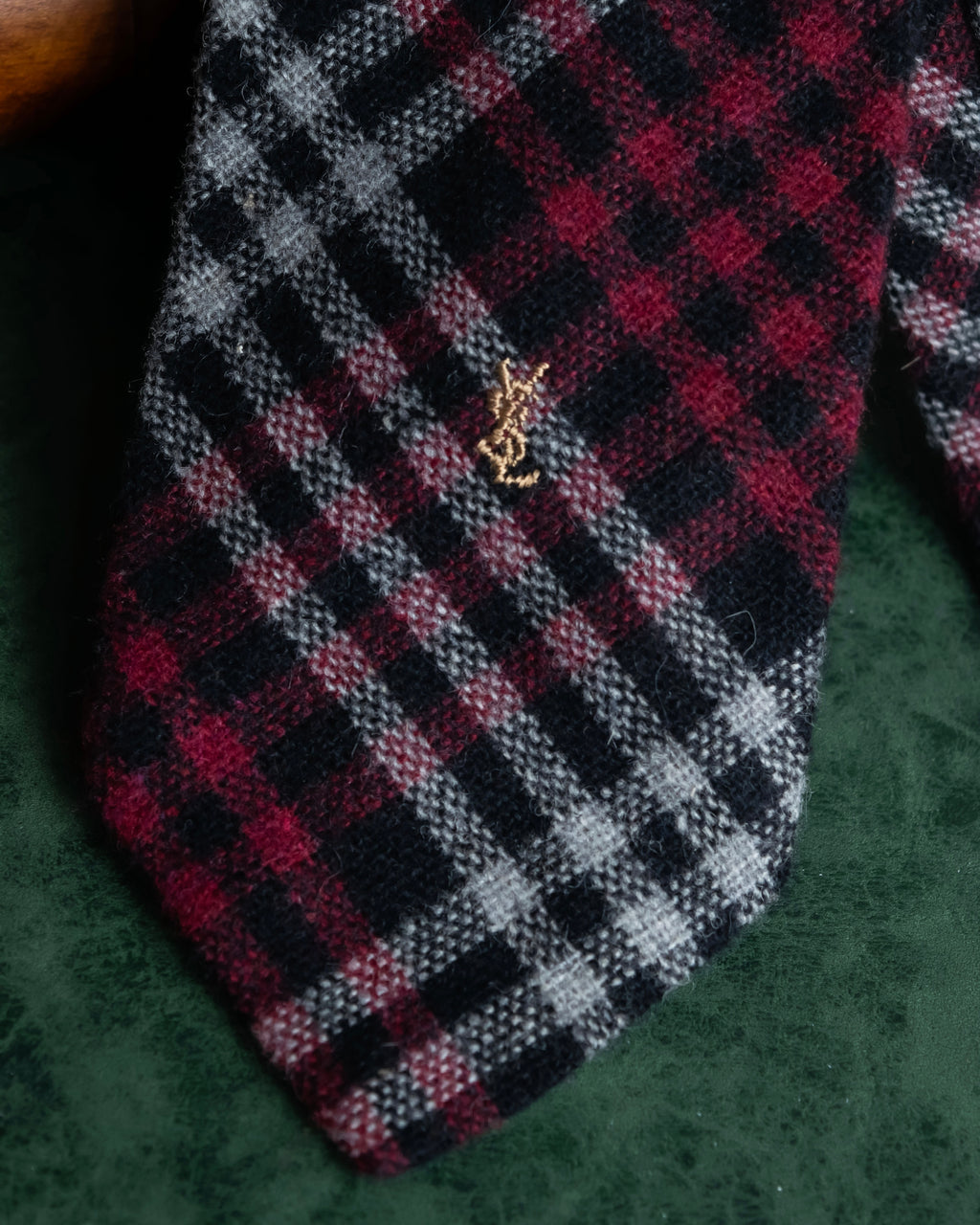 "YVES SAINT LAURENT" Tartan check wool neck tie