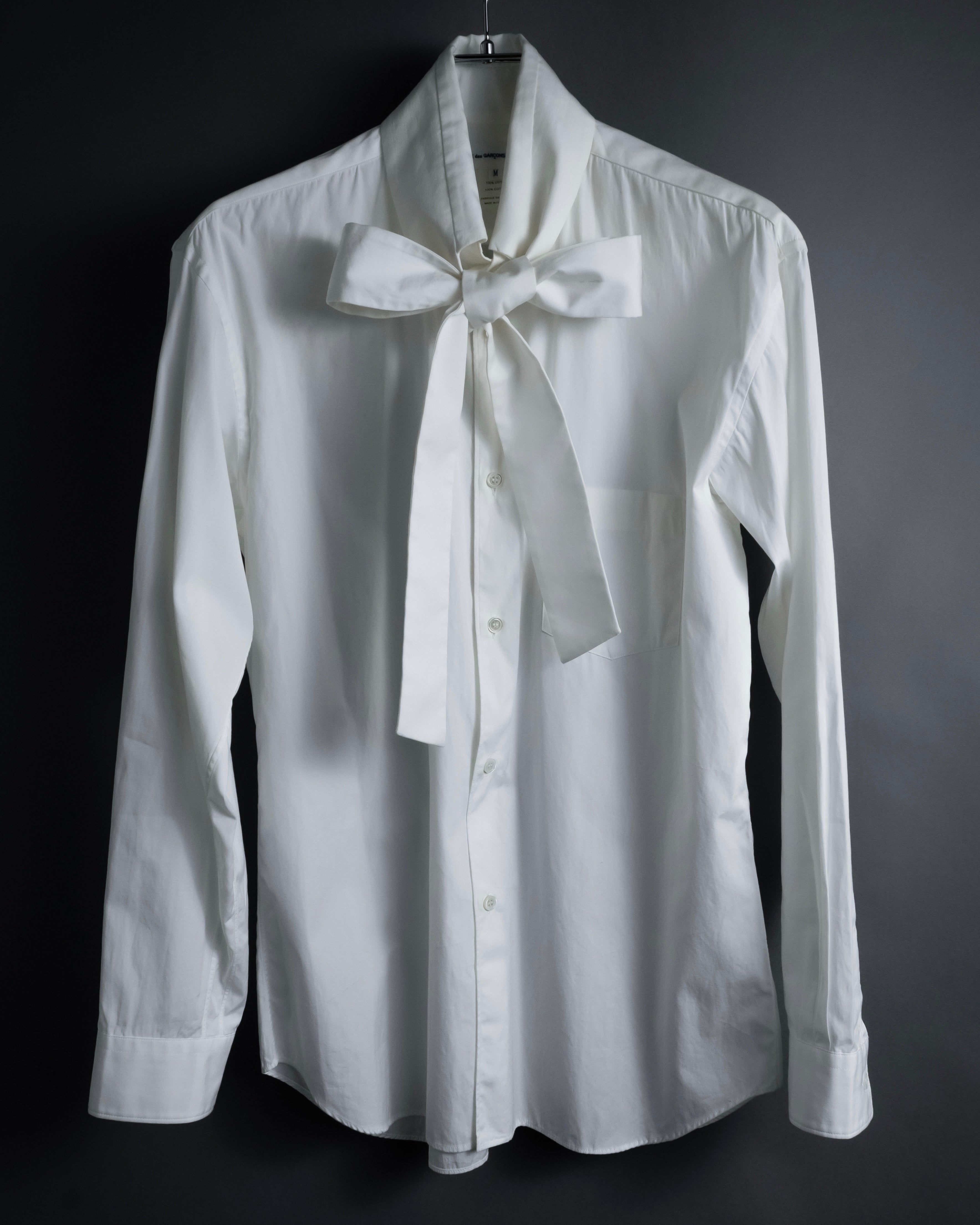 コムデギャルソンシャツ フランス製 ボウタイ リボン 長袖シャツ 白 S COMME des GARCONS SHIRT (コムデギャルソン シャツ) - 01AW ボウタイ