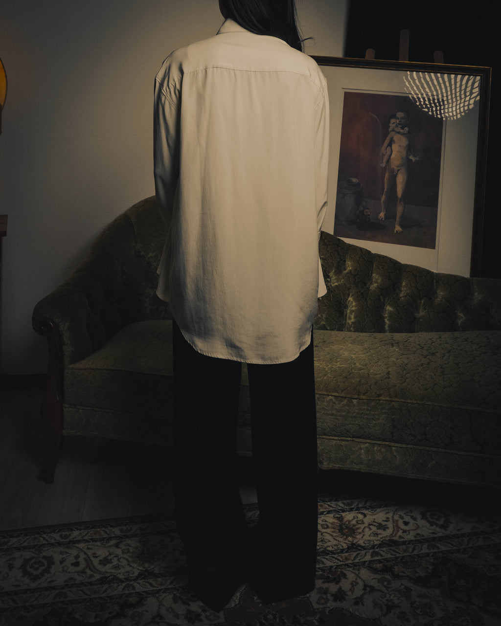 –SPECIAL– “LOEWE” 10’s-20’s Asymmetrically draped silk shirt