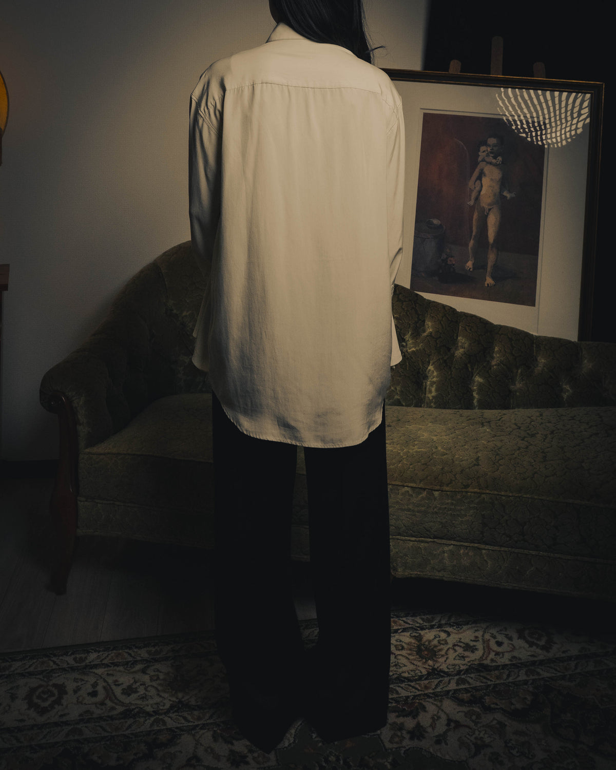 –SPECIAL– “LOEWE” 10’s-20’s Asymmetrically draped silk shirt
