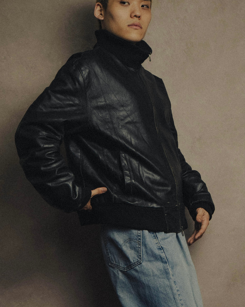 -MOOD MILLÉSIMES- 80’s-90’s softly draped leather bomber jacket