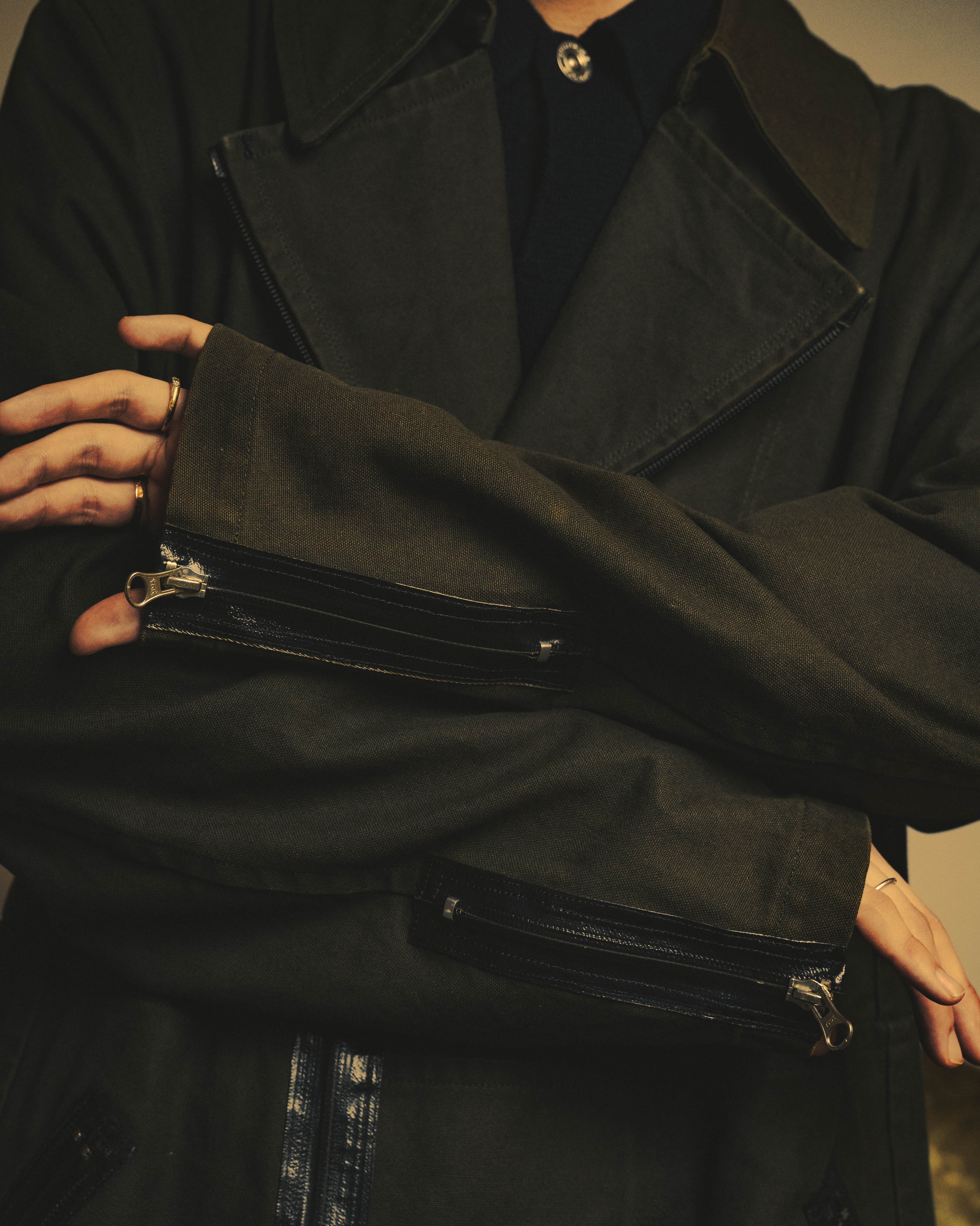 -SPECIAL- "COMME des GARÇONS HOMME" 03AW Asymmetric zip long coat