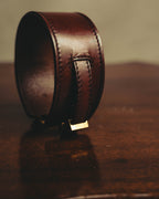 –SPECIAL– "Saint Laurent" 10's Burgundy leather wide cuff bracelet with antique gold buckle