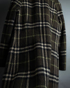 "BURBERRY" Leather switching design check tweed coat