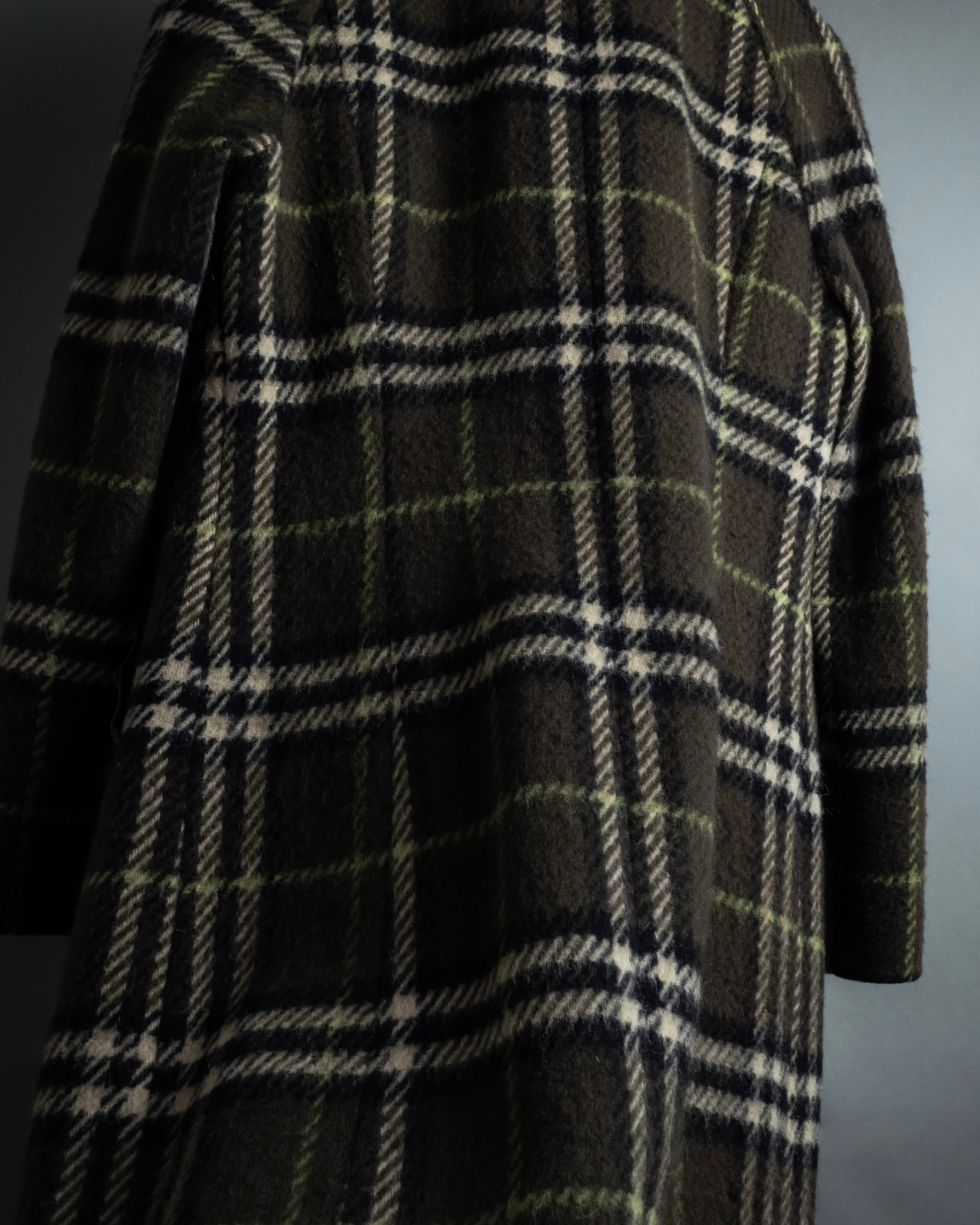 "BURBERRY" Leather switching design check tweed coat
