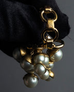 "Christian Dior" Pearl charm top chain link arm ring