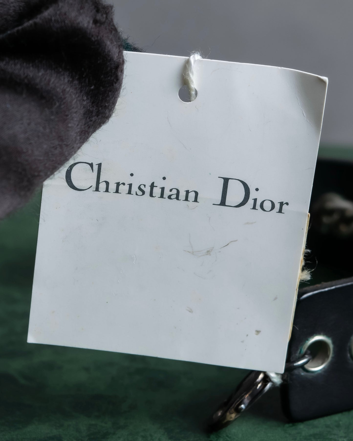 "Dior" Silver chain inlaid leather bracelet