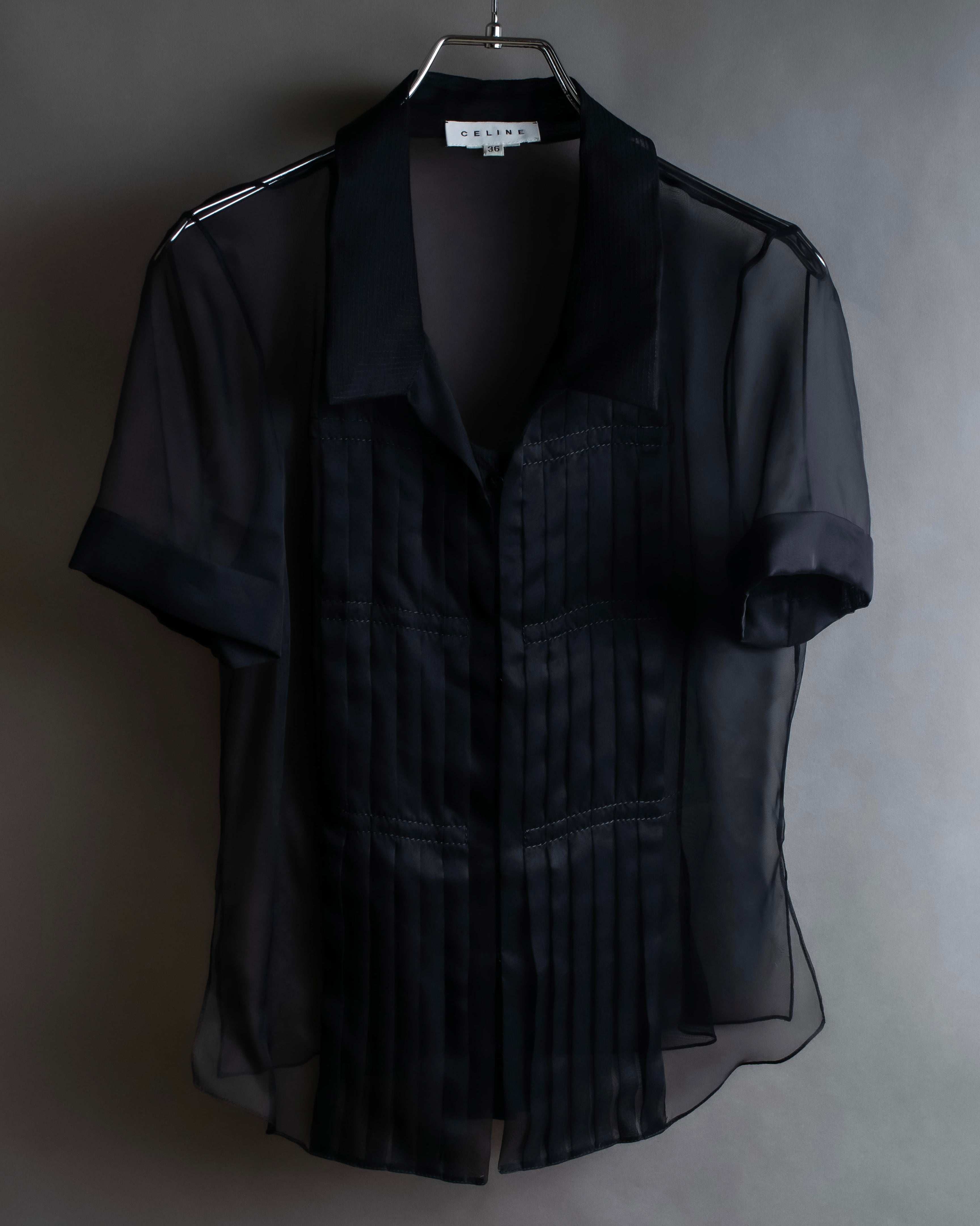 "CELINE" See-through layered design shirt & skirt set up