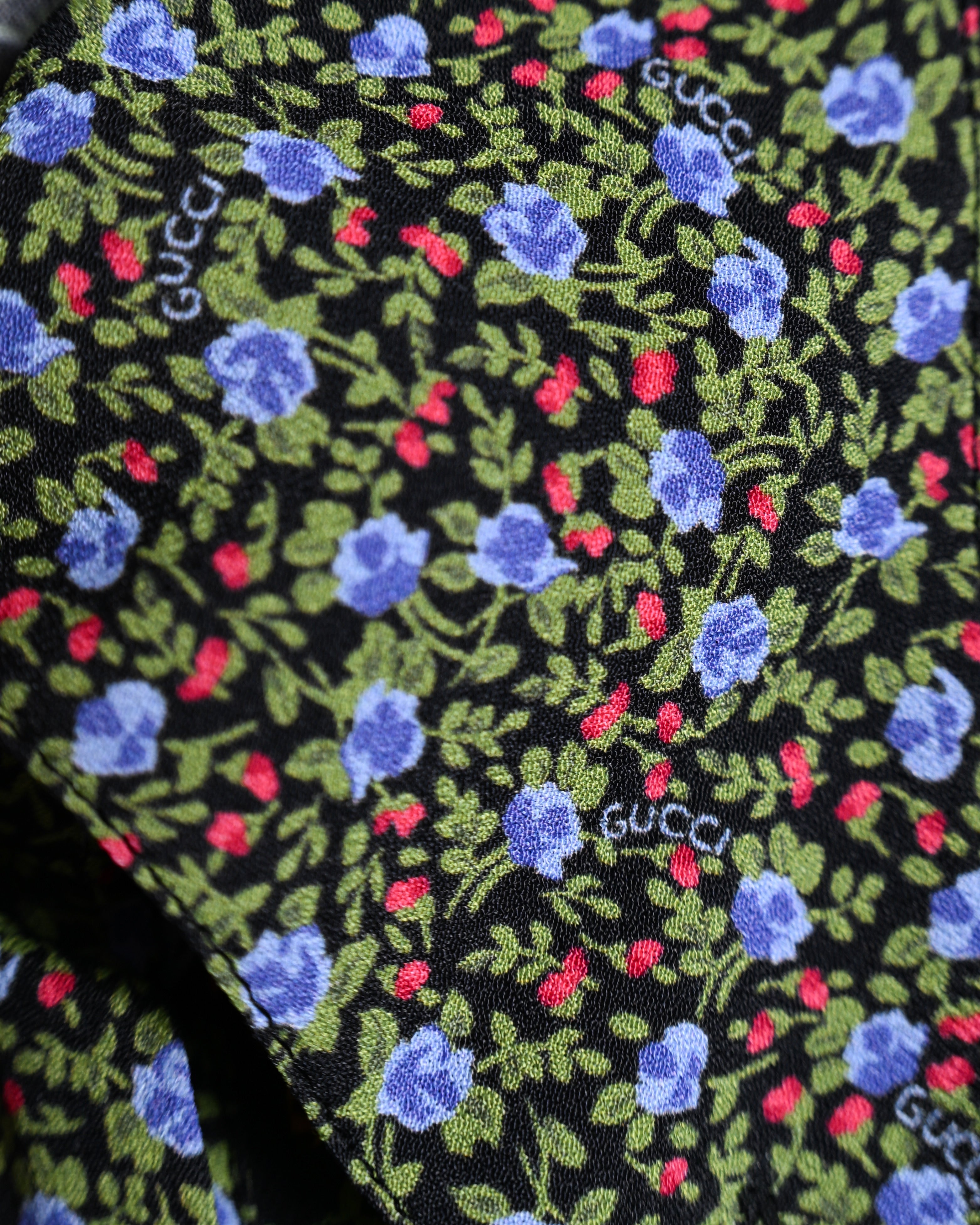 GUCCI × LIBERTY LONDON/ 2020AW Original Floral Pattern Fabric Ribbon Tie Button Down Shirt