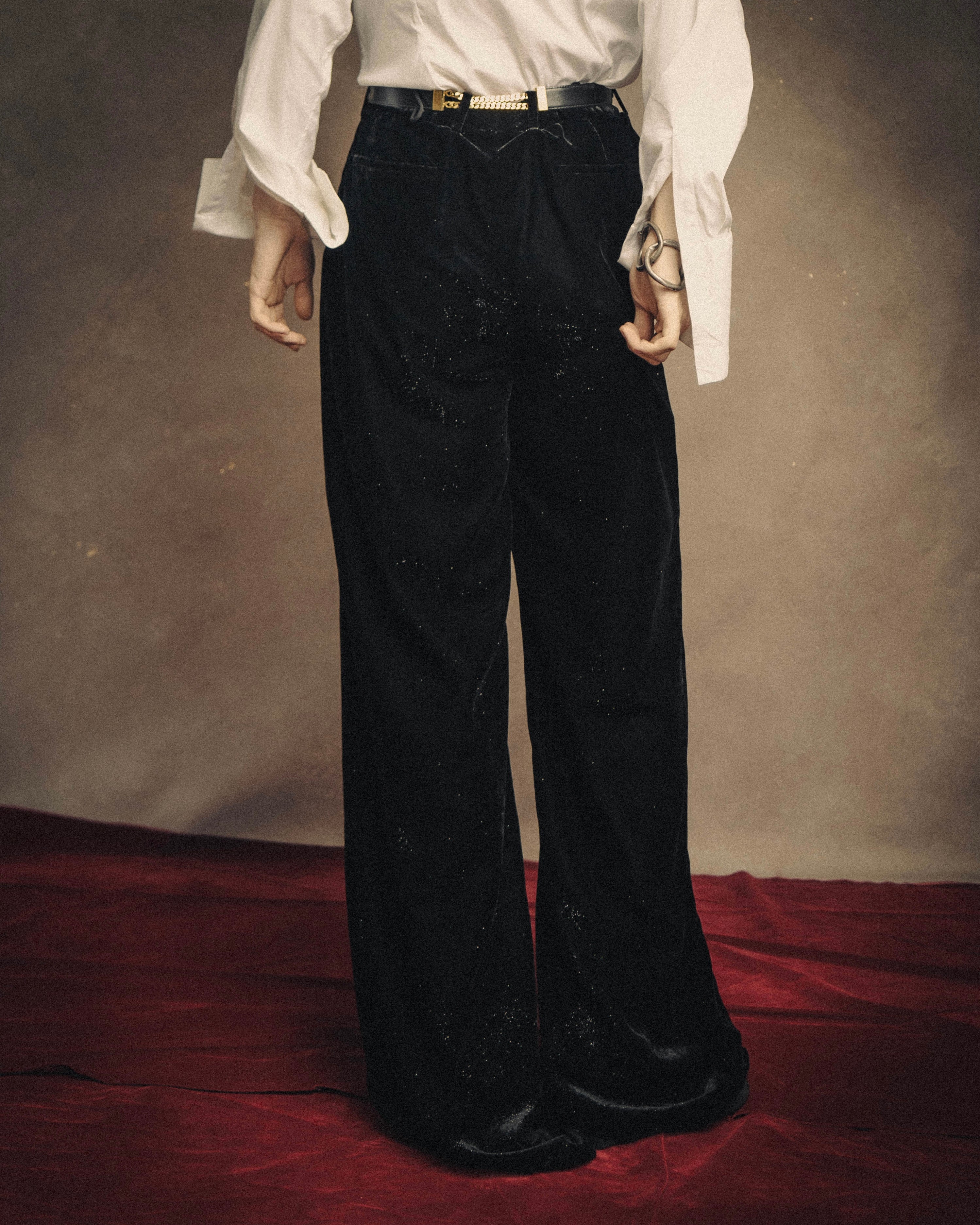 -SPECIAL- “SAINT LAURENT” 2016’s- lamé velvet tuxedo trousers