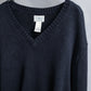 "L.L. BEAN" Oversized V-neck cable knit pullover