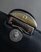 "Charles Jourdan" Logo half-moon metal plate design leather hand bag