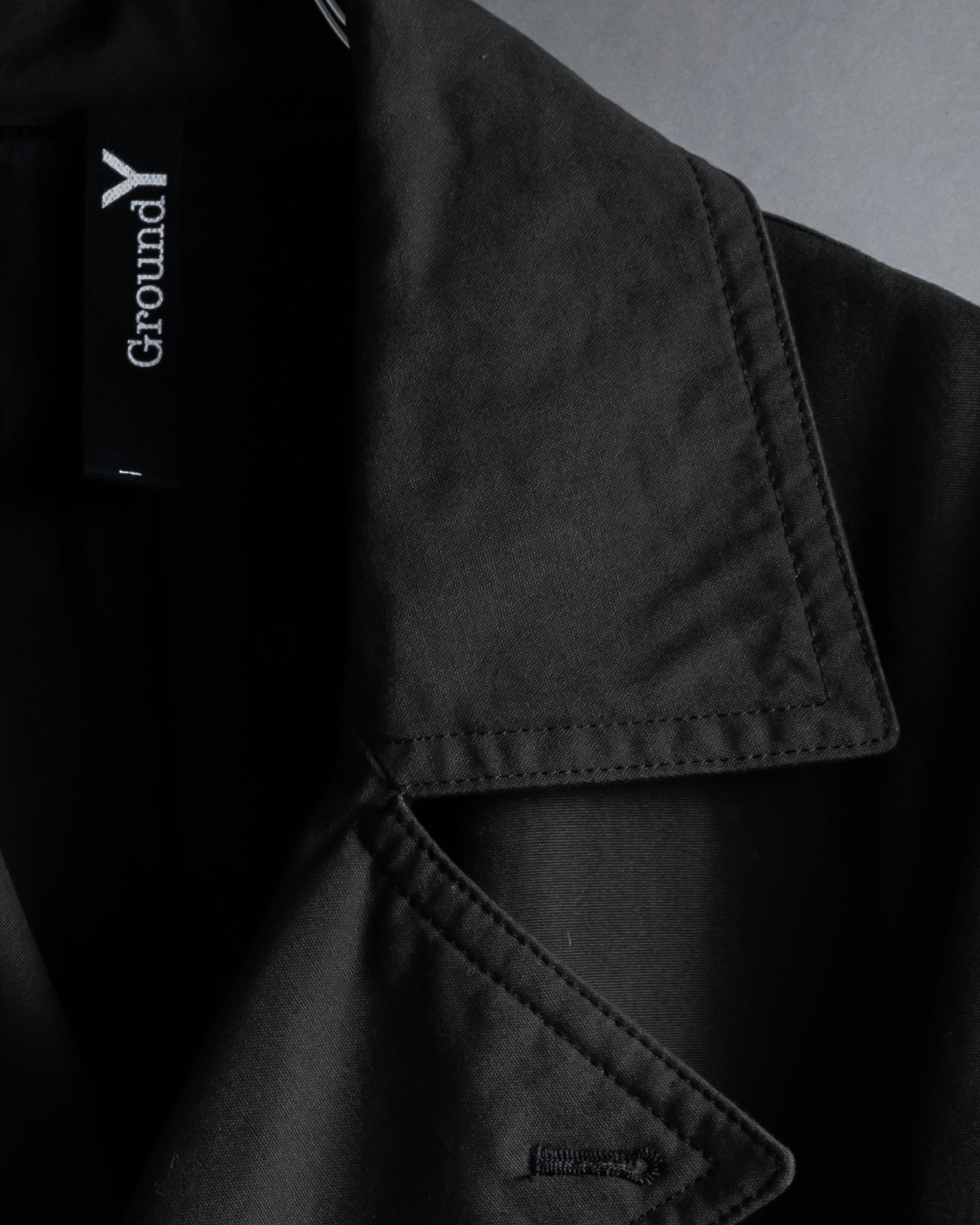 "Ground Y" 19AW Draping design cotton gabardine trench coat