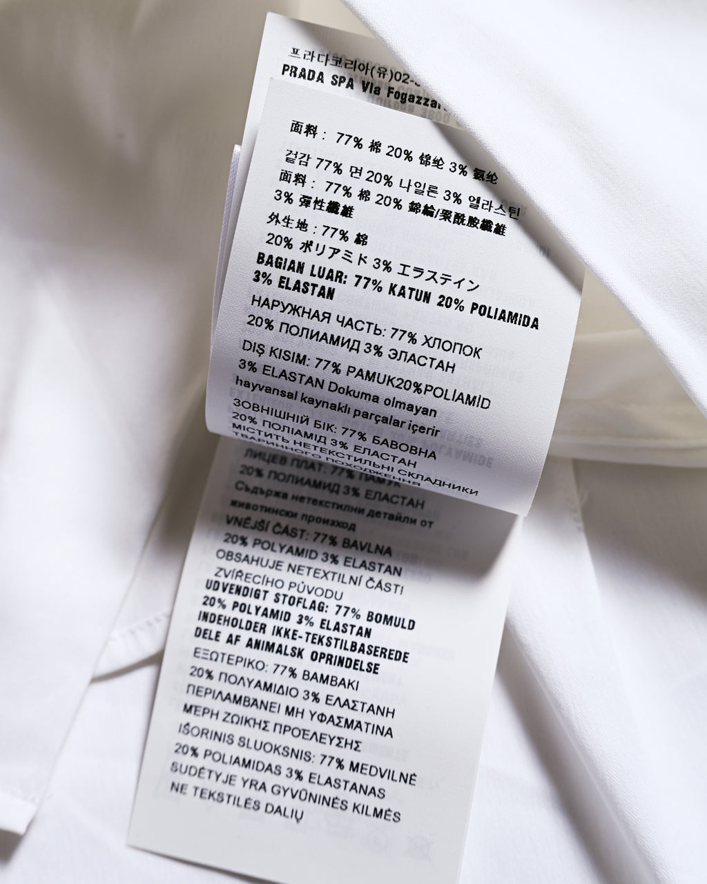 PRADA/ 2021 Thick Collar Oversized Dress Shirt White