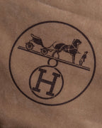 "HERMES" Medallion design combination leather heel shoes