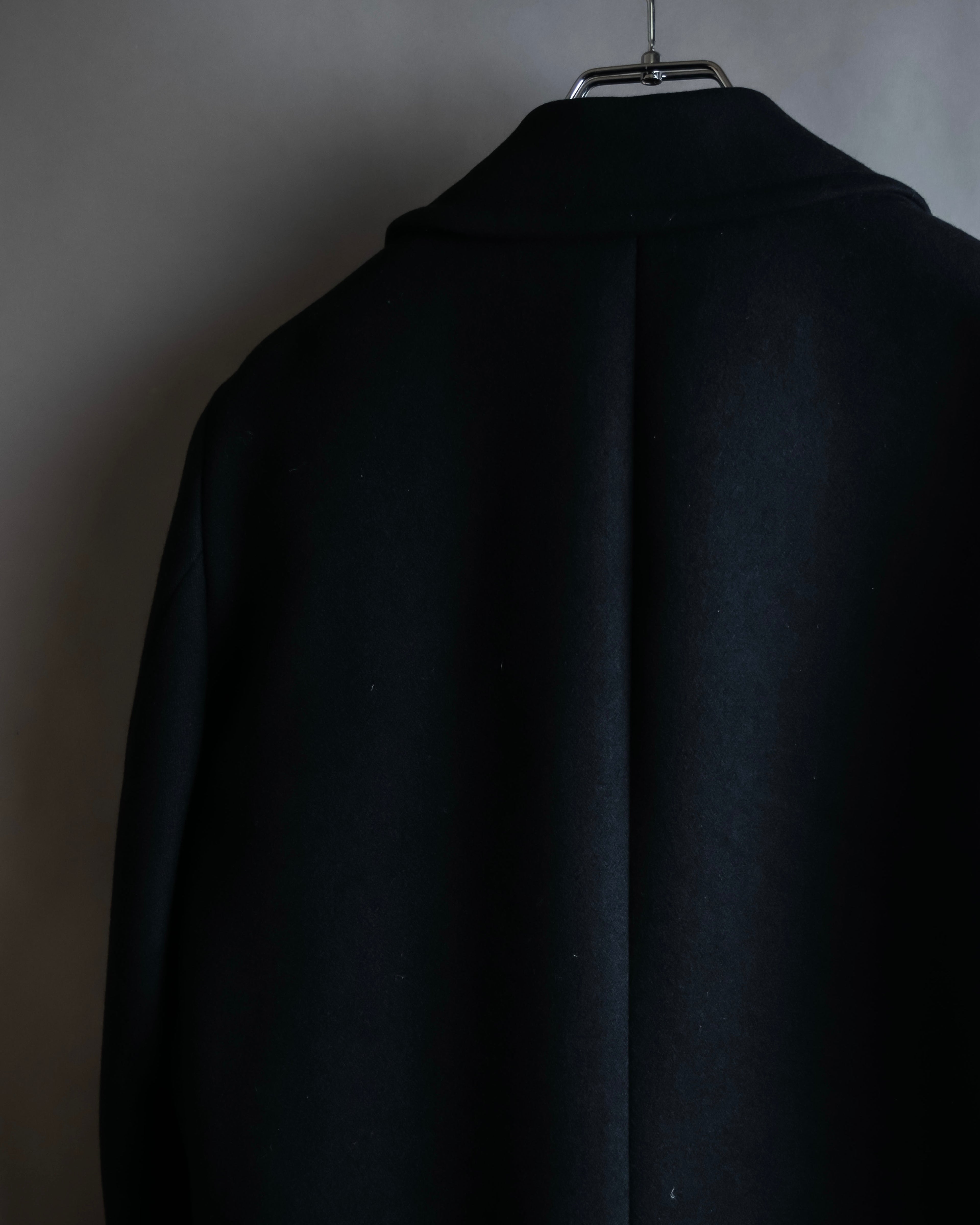 "JOHN LAWRENCE SULLIVAN"
 Large lapel double-breasted mid length coat