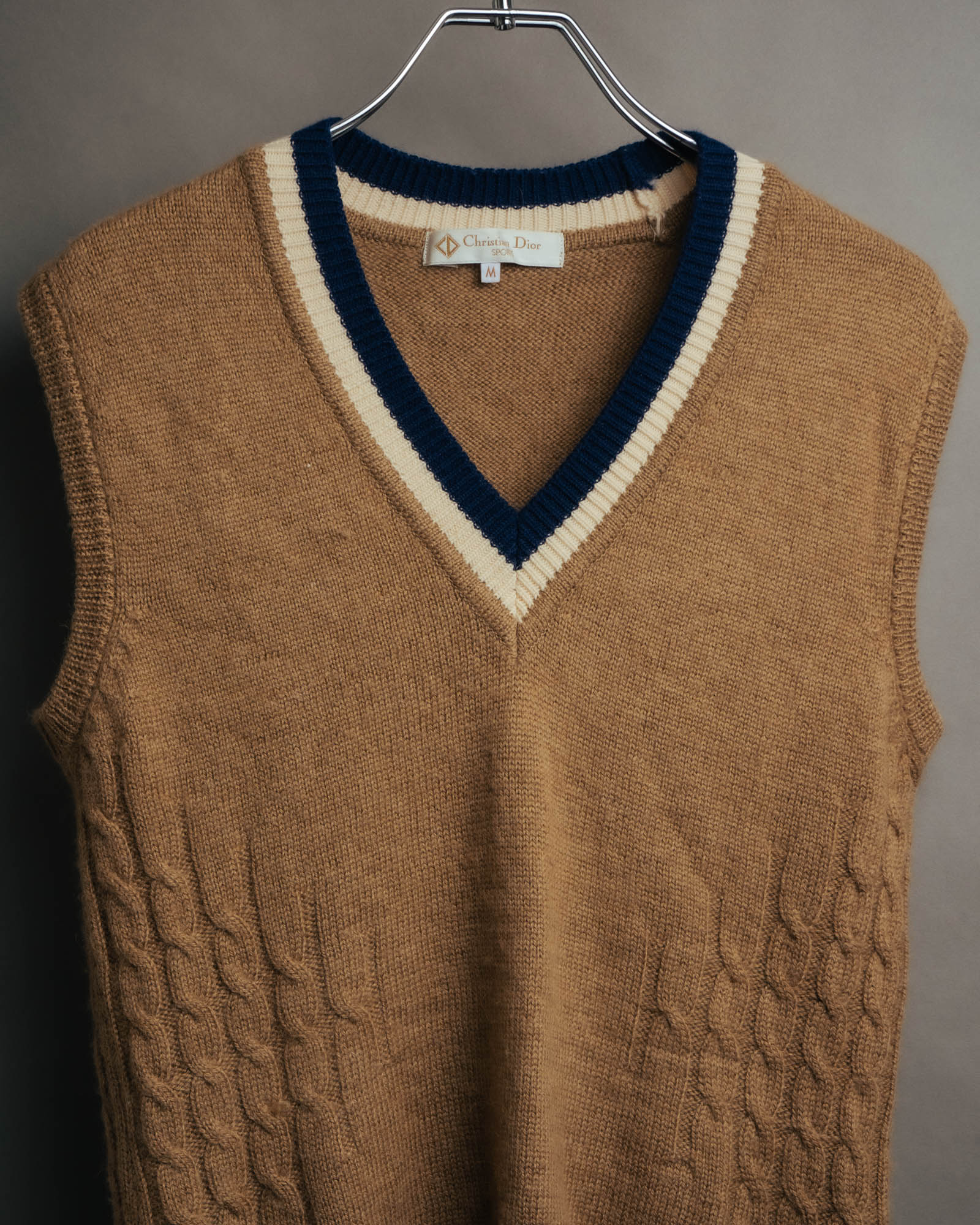 "Christian Dior" 80's-90's Preppy cable knit sweater vest
