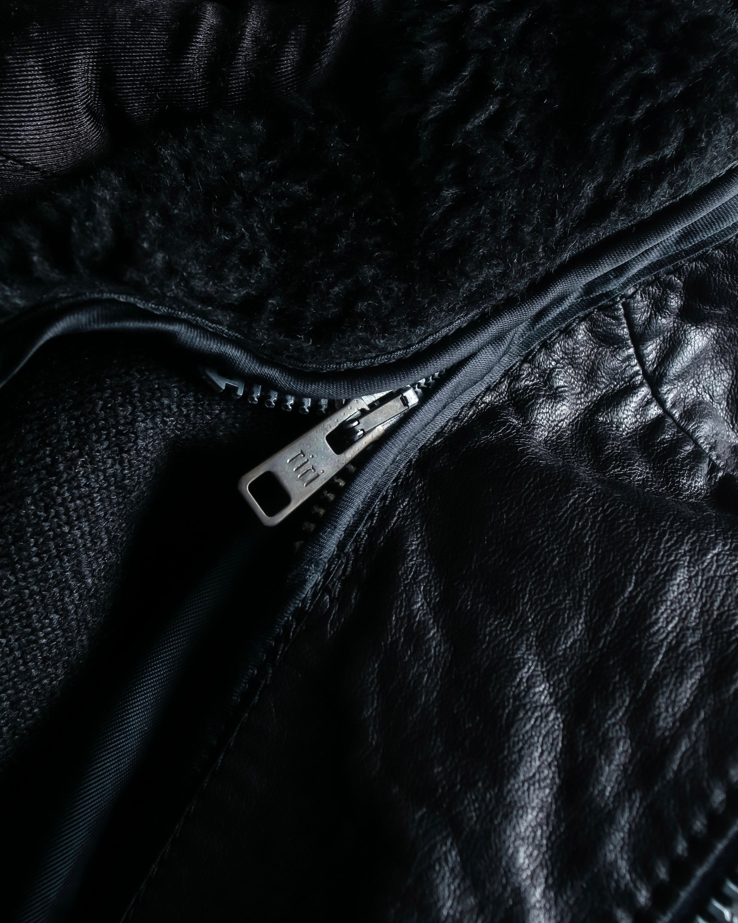 "MOSCHINO" Box silhouette leather double rider jacket