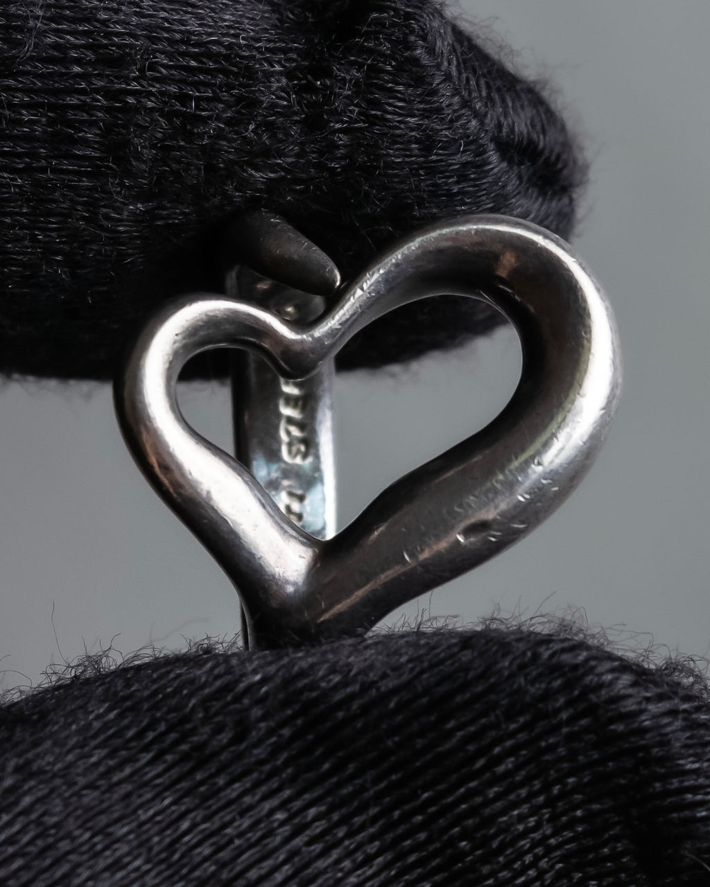 "Tiffany&Co" Elsa Peretti open heart signature silver ring