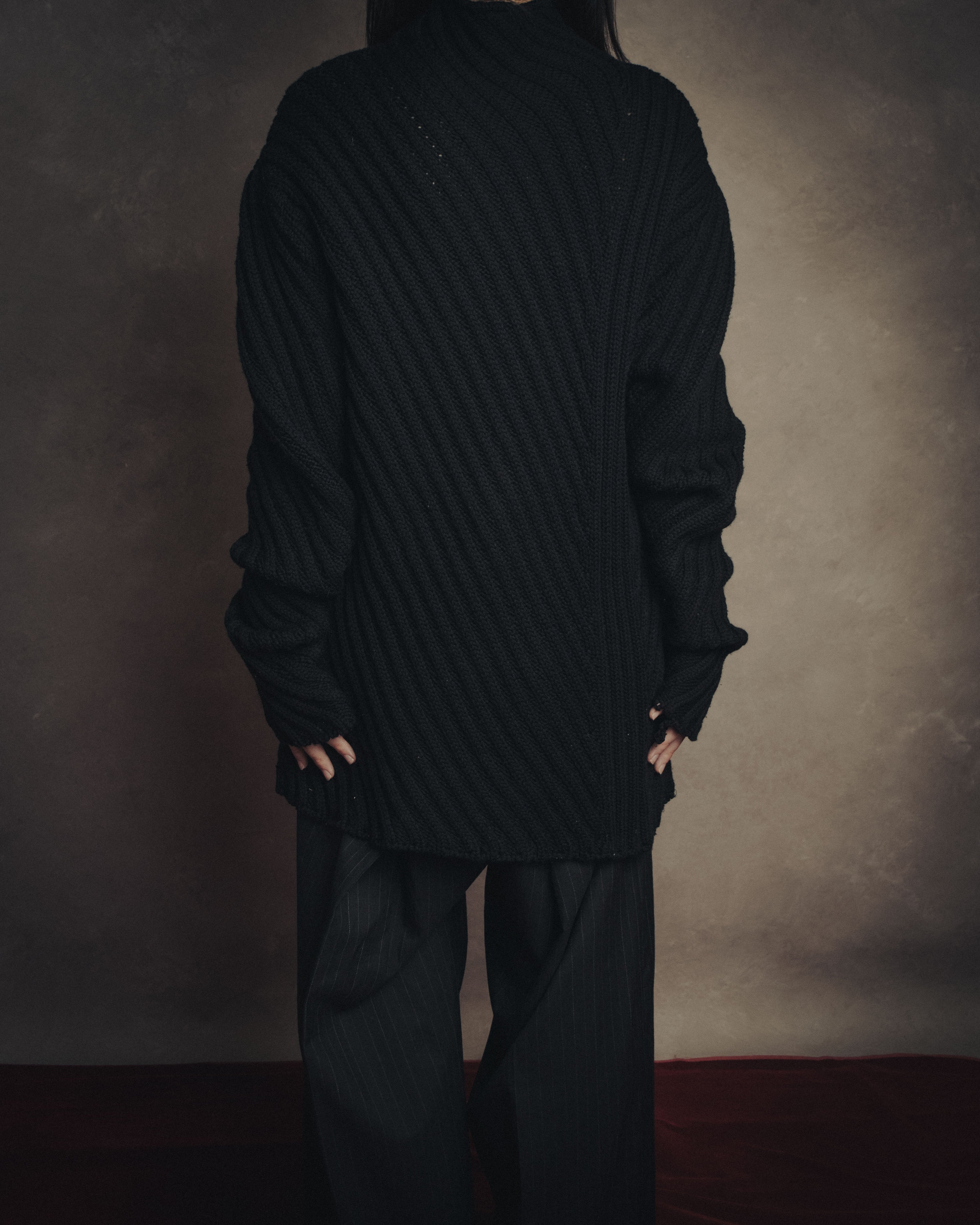 –SPECIAL– “HERMES” 90’s-00’s Bias rib merino knit sweater