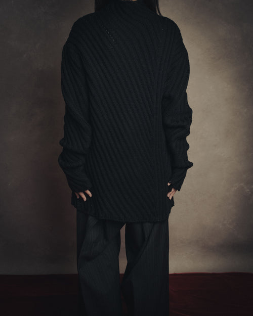 –SPECIAL– “HERMES” 90’s-00’s Bias rib merino knit sweater